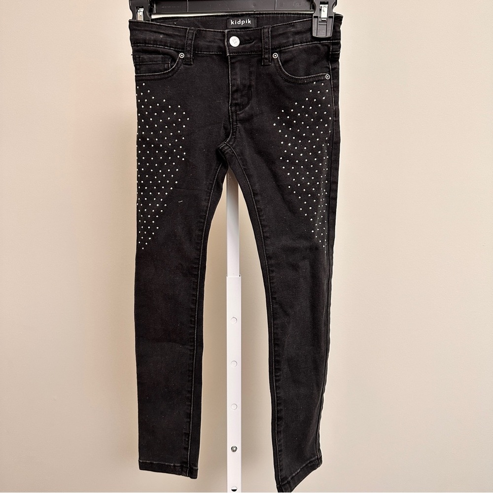 kidpik Black Skinny Jeans with Silver Studs